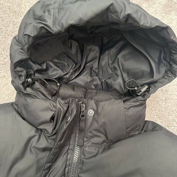 L.L. Bean Women’s M Down Parka Coat Quilted Black Hooded Winter Long Minimalist - Picture 9 of 14